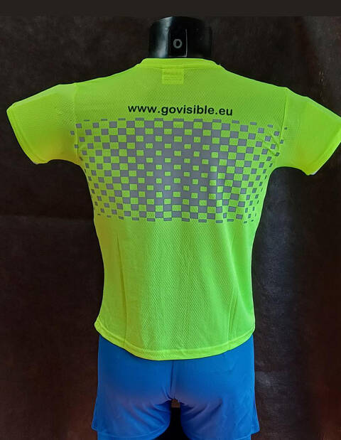 Camiseta técnica REFLECTANTE manga corta, color Amarillo Flúor